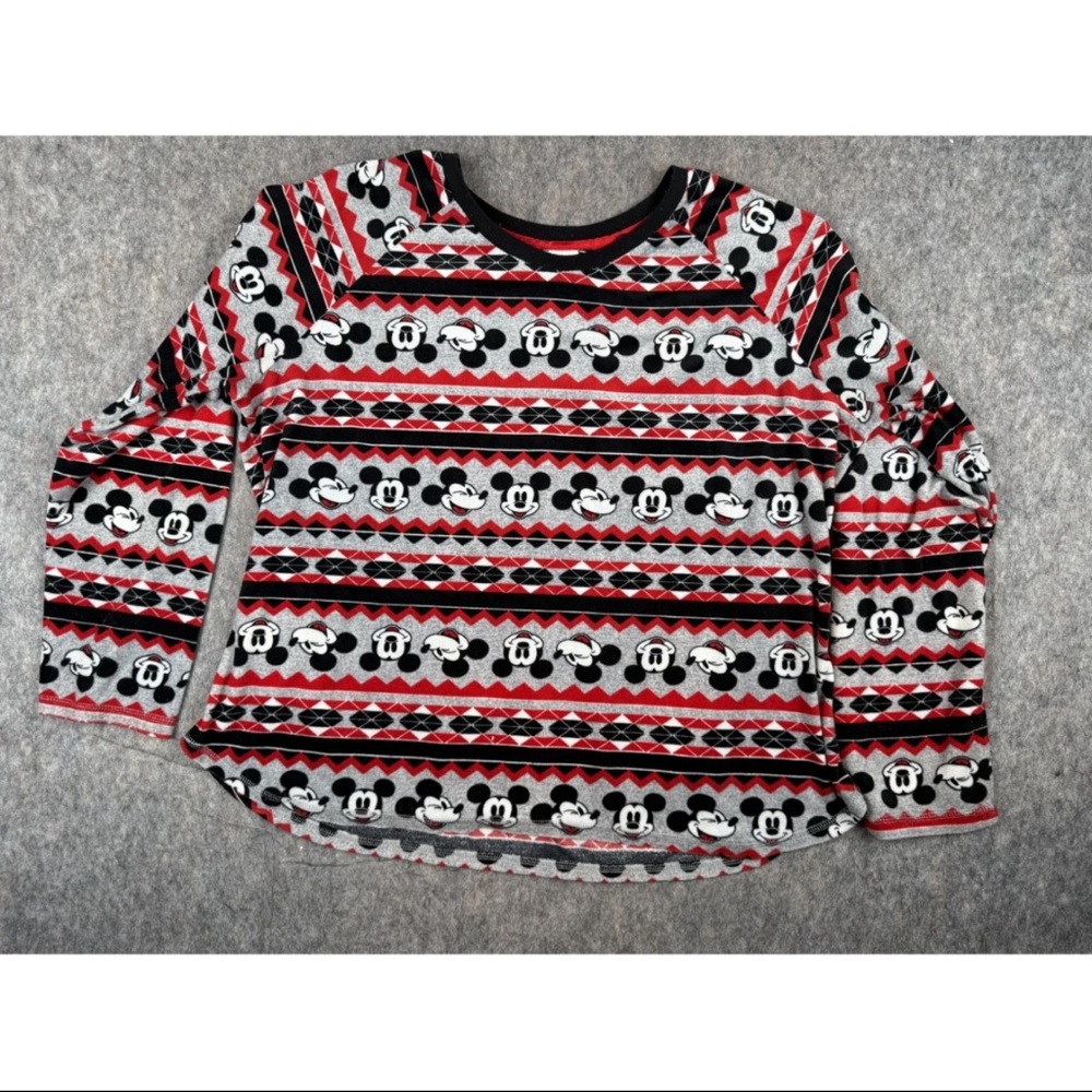 Disney Sweater Women's 2X(18W-20W) Gray Red‎ Mickey Mouse Graphic Print Pullover